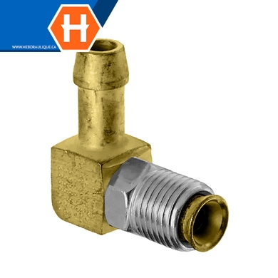 Brass elbow 90° adapter hose x male inv. flare sw.